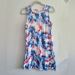 SO Sonoma Sleeveless Knit Patriotic Tye Dye Print Dress, Size M